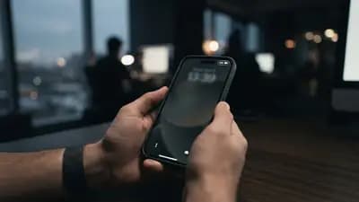 Tela de bloqueio de um iPhone exibindo o ícone de SOS na barra de status superior durante uma queda de sinal celular.