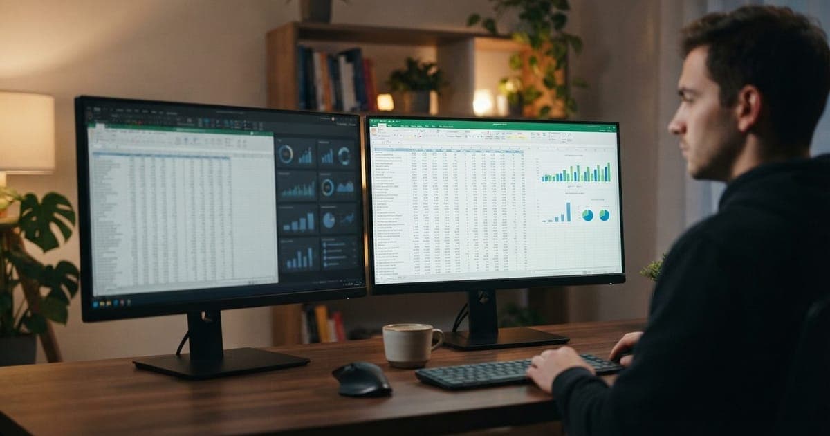 Comparação lado a lado entre dois monitores mostrando a diferença de cores e nitidez em textos de escritório