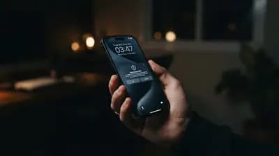 Notificação de alerta de segurança da Apple exibida na tela de bloqueio de um iPhone em ambiente escuro.