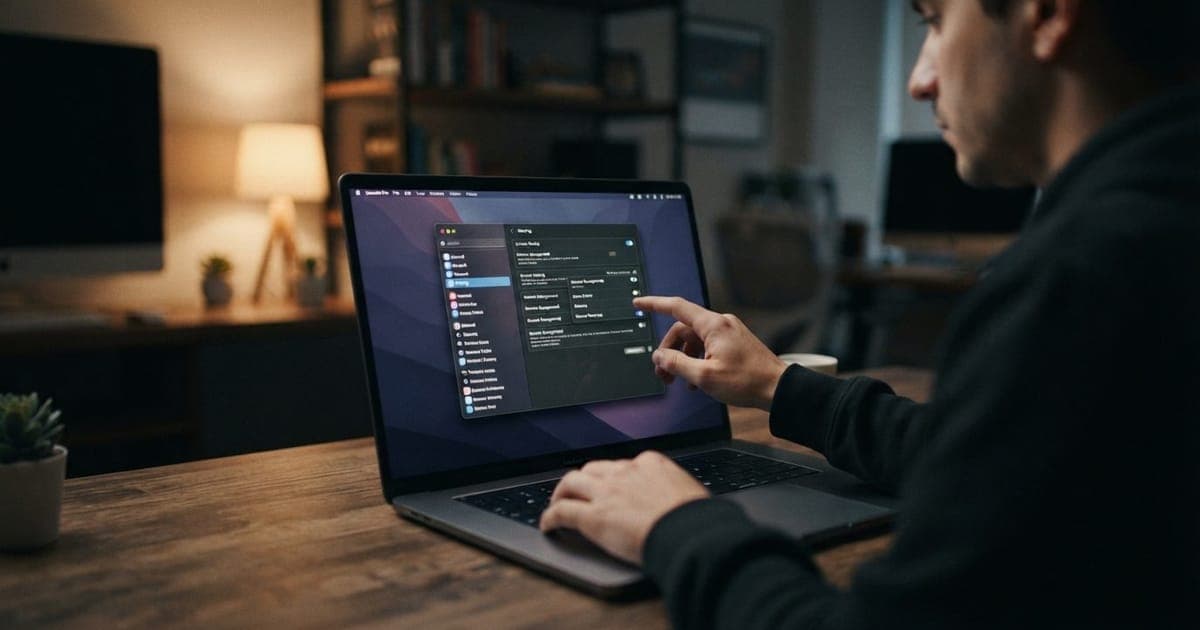 Interface de ajustes do sistema macOS com menu de compartilhamento de tela aberto em destaque