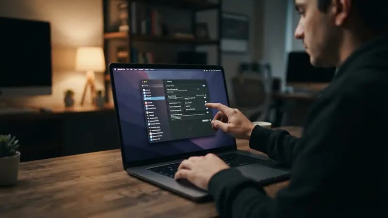 Interface de ajustes do sistema macOS com menu de compartilhamento de tela aberto em destaque