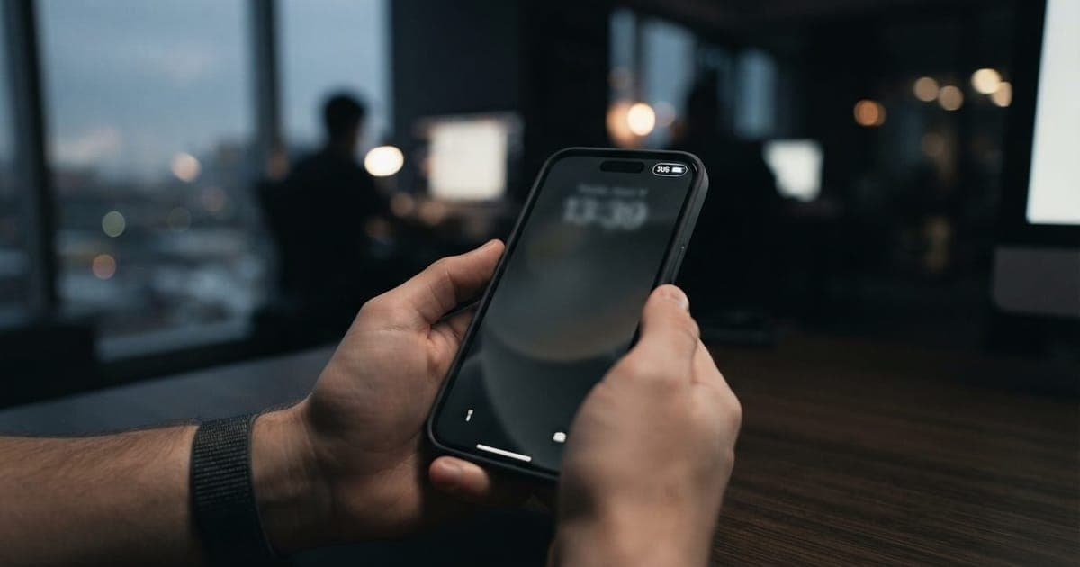 Tela de bloqueio de um iPhone exibindo o ícone de SOS na barra de status superior durante uma queda de sinal celular.