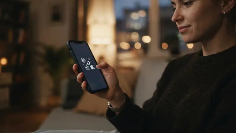 Mão segurando smartphone com aviso de página não encontrada, ilustrando uma suposta instabilidade do Facebook e Instagram.