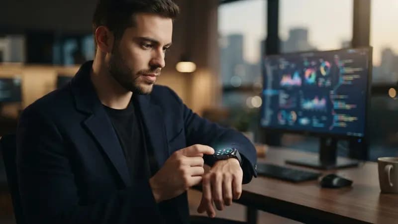 Ilustração editorial sobre Meta retoma projeto de smartwatch com IA integrada para 2026