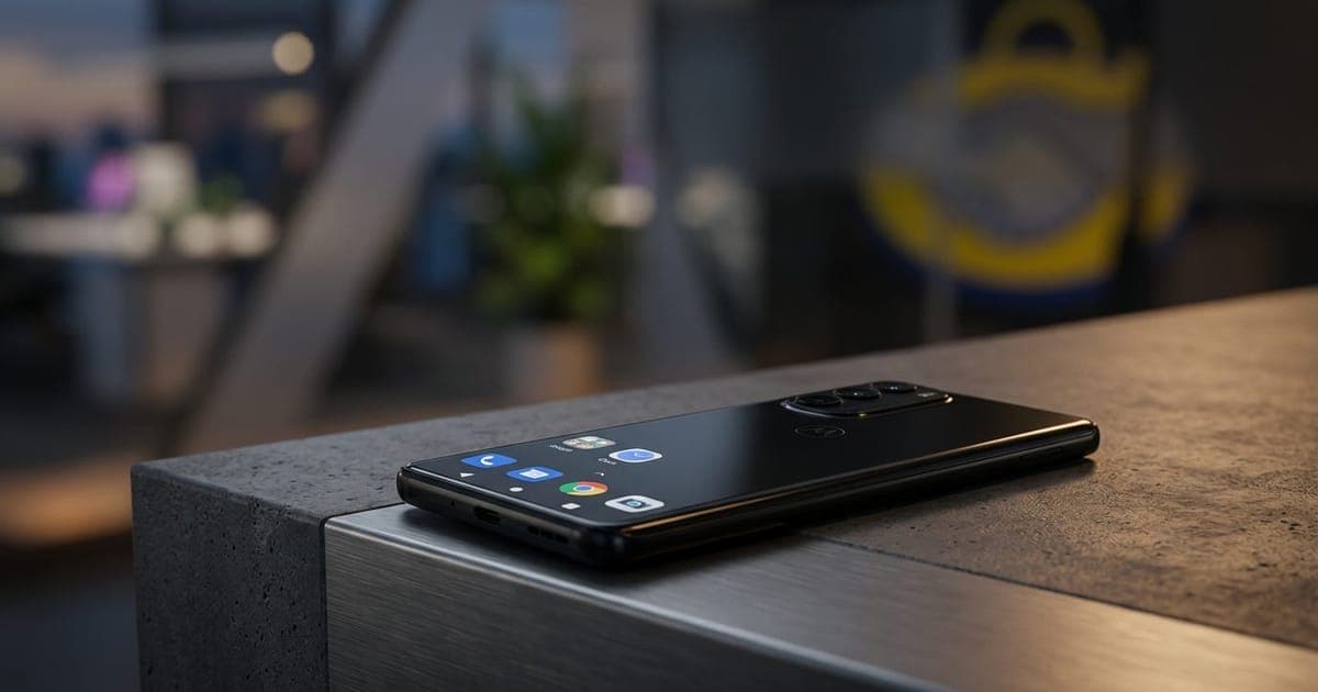 Smartphone Motorola Signature na cor preta exibindo a tela inicial do sistema operacional Android 1