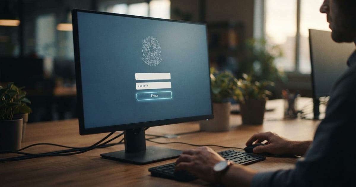 Interface digital do sistema SINIR em monitor mostrando campos de autenticação com o logo oficial do Gov.br