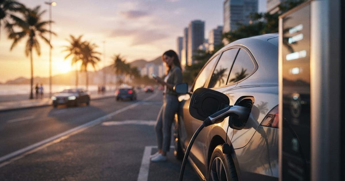 Ilustração editorial sobre Tecnologia de Bateria Sólida Promete 745 km em Uma Carga em 2026: Baterias de estado sólido estão próximas de revolucionar os EVs