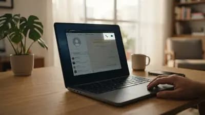 Interface do WhatsApp Web exibindo ícones de telefone e câmera em uma janela de navegador em um laptop moderno.